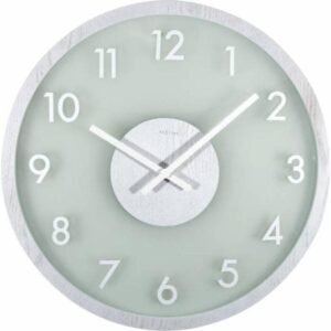 NeXtime Wanduhr Frosted Wood Ø 50 cm Weiss